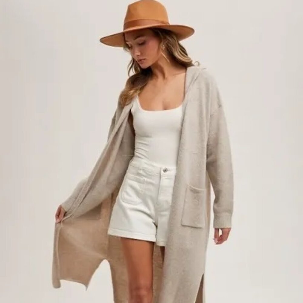 LAST ONE!!!!Longline Hoodie Open Front Cardigan
